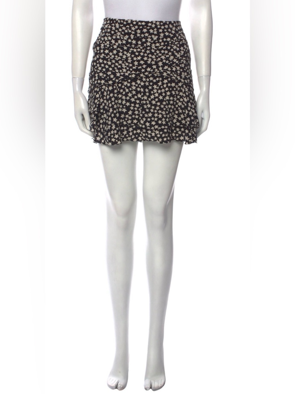 Saint Laurent Black and White Star Print Mini Skirt